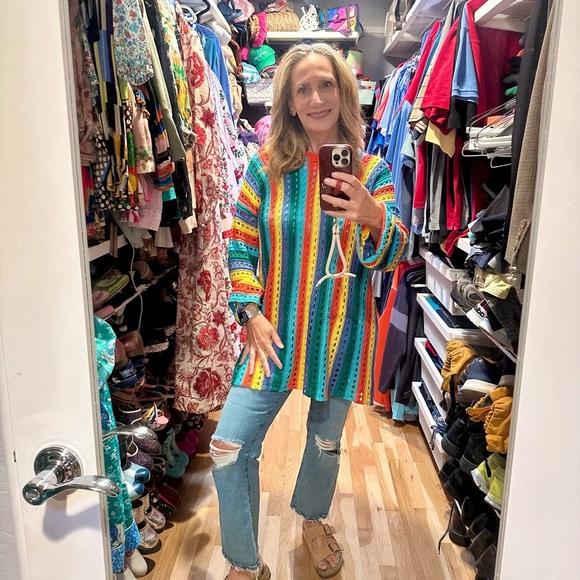 Show Me Your MuMu Multicolor Knit Summer Sweater Swim Coverup M - Picture 6 of 7